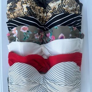 Assorted Twist-Front Bandeau Tops - Mixed Prints & Solids